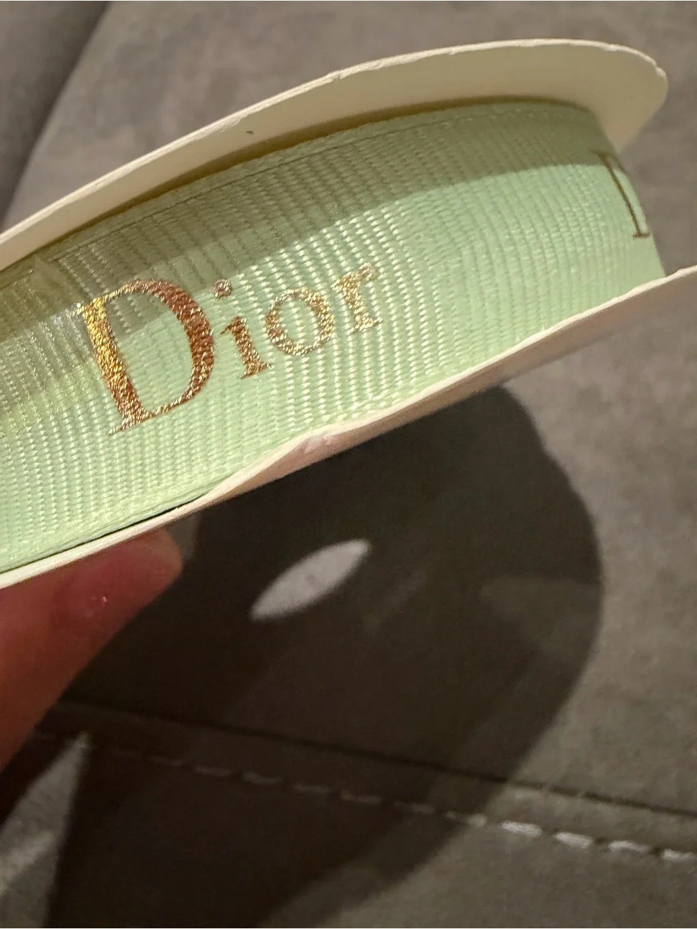 Dior Mint Green Ribbon with Gold Logo 40 yards